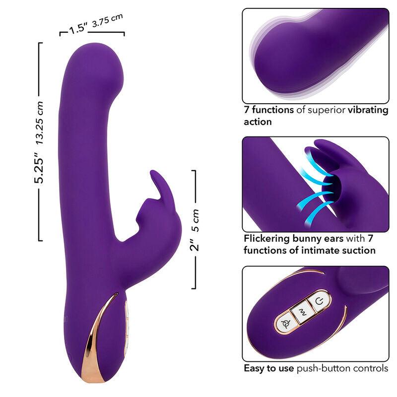 CALEXOTICS - JACK VIBRADOR RABBIT Y ESTIMULADOR 7 NIVELES DE VIBRACIÓN Y SUCCIÓN AZUL - Optelum