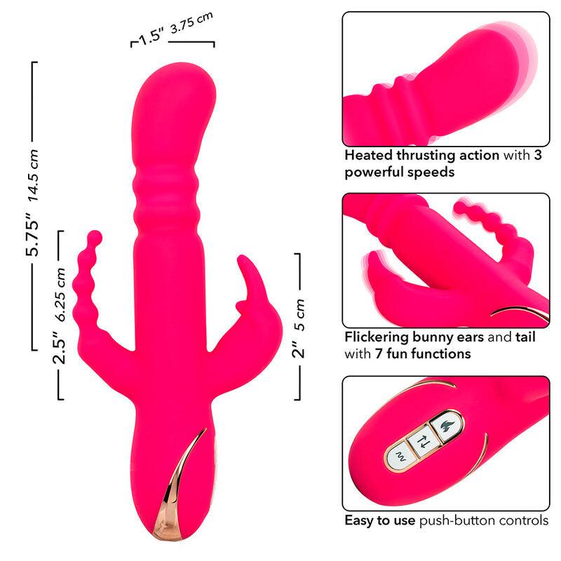 CALEXOTICS - JACK FANTASY TRIPLE VIBRADOR CALENTABLE RABBIT ROSA - Optelum