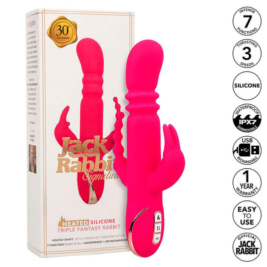 CALEXOTICS - JACK FANTASY TRIPLE VIBRADOR CALENTABLE RABBIT ROSA - Optelum