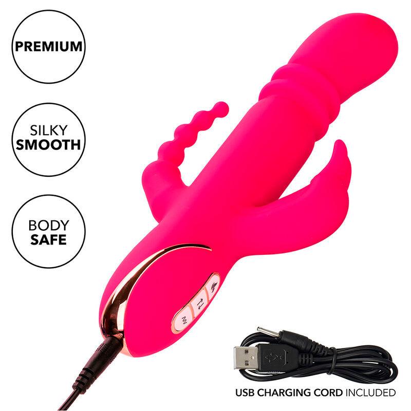 CALEXOTICS - JACK FANTASY TRIPLE VIBRADOR CALENTABLE RABBIT ROSA - Optelum