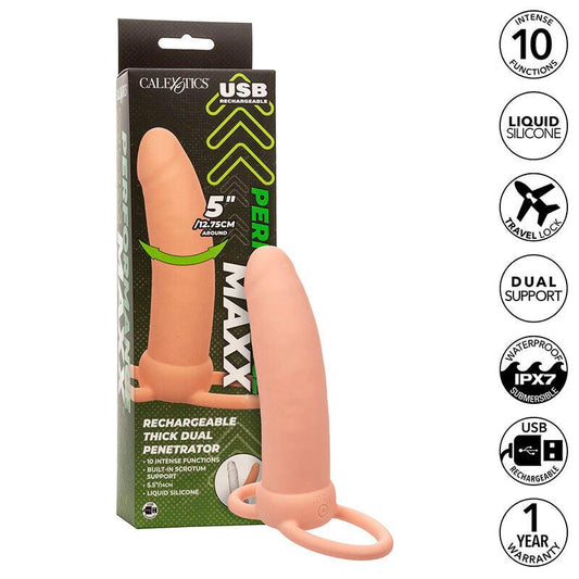 CALEXOTICS - MAXX DOBLE PENETRADOR GRUESO 10 VIBRACIONES NATURAL - Optelum