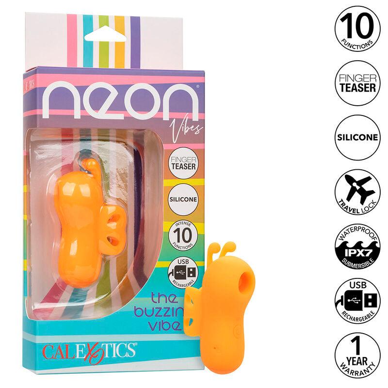 CALEXOTICS - NEON VIBES THE BUZZING VIBE ESTIMULADOR DE DEDO 10 VIBRACIONES NARANJA - Optelum