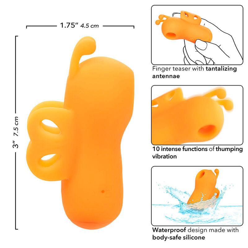 CALEXOTICS - NEON VIBES THE BUZZING VIBE ESTIMULADOR DE DEDO 10 VIBRACIONES NARANJA - Optelum
