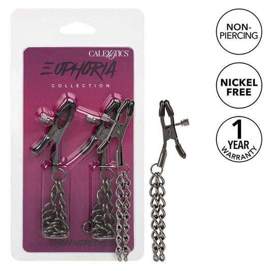 CALEXOTICS - EUPHORIA PINZAS PEZONES CON CADENA 14,5 CM - Optelum
