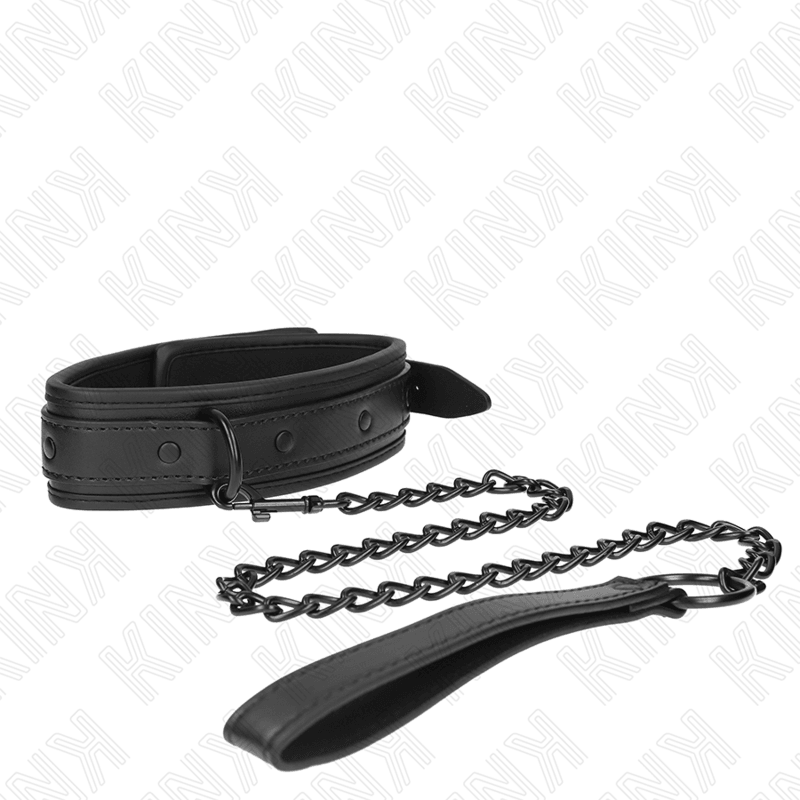 KINK - COLLAR CON CORREA 78 CM BONDAGE DE NEOPRENO MODELO 2 AJUSTABLE 37.5 X 49.5 CM - Optelum