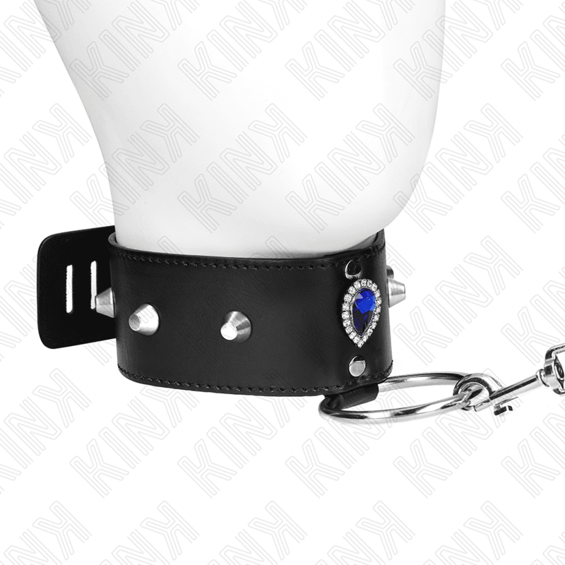 KINK - COLLAR CON CORREA 65 CM CON DIAMANTES AZULES AJUSTABLE 36-43 CM X 5 CM - Optelum