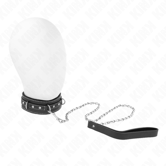KINK - COLLAR CON CORREA 105 CM DE PIEL DE PVC REMACHE DE DIAMANTES DE IMITACIÓN 41.5 X 4 CM - Optelum