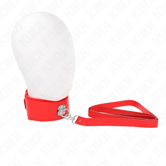 KINK - COLLAR CON CORREA 116 CM CON TACHUELAS PLATEADAS MODELO 4 ROJO AJUSTABLE 40-48 CM X 6 CM - Optelum