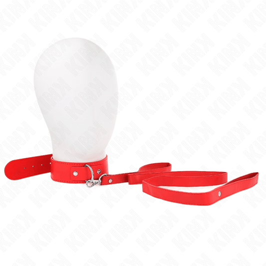 KINK - COLLAR CON CORREA 116 CM FINO ROJO AJUSTABLE 32-50 CM X 8 CM - Optelum