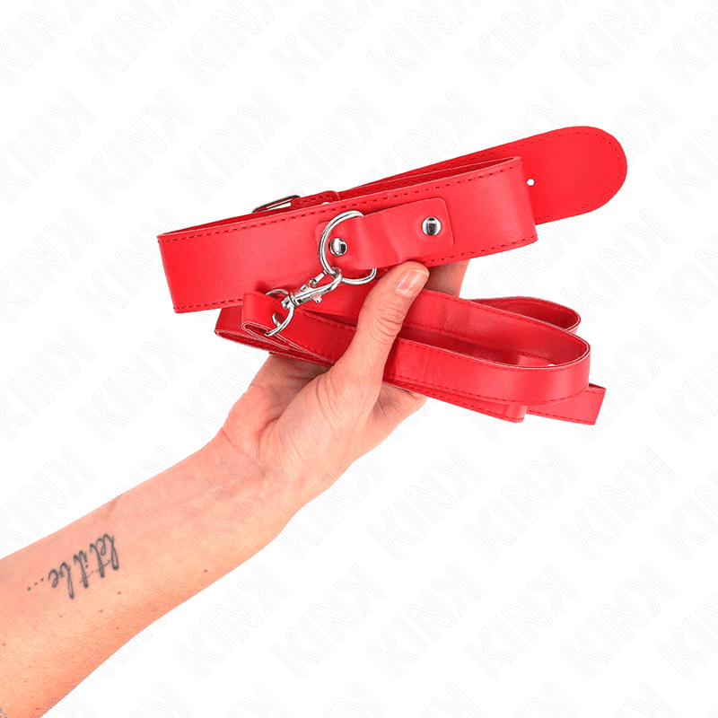 KINK - COLLAR CON CORREA 116 CM FINO ROJO AJUSTABLE 32-50 CM X 8 CM - Optelum