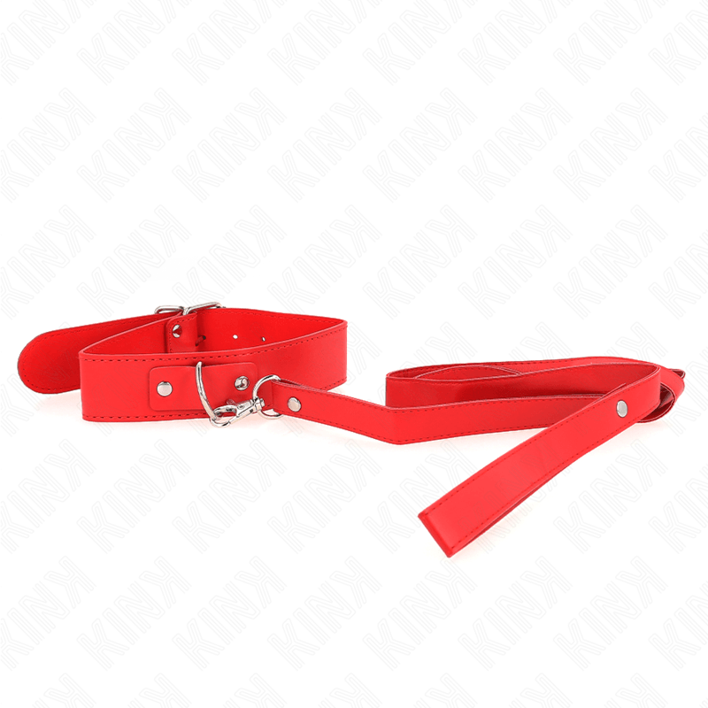 KINK - COLLAR CON CORREA 116 CM FINO ROJO AJUSTABLE 32-50 CM X 8 CM - Optelum