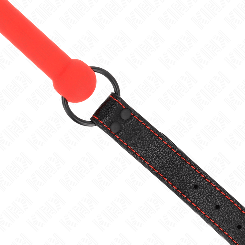 KINK - MORDAZA FORMA DE HUESO CON CORREA POLIPIEL ROJO AJUSTABLE 41-57 CM - Optelum