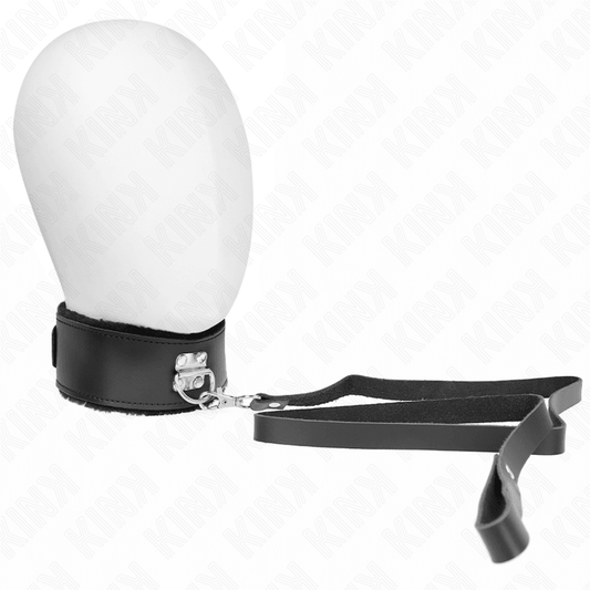 KINK - COLLAR CON CORREA 116 CM DE PIEL NEGRO AJUSTABLE 40-48 CM X 6 CM - Optelum