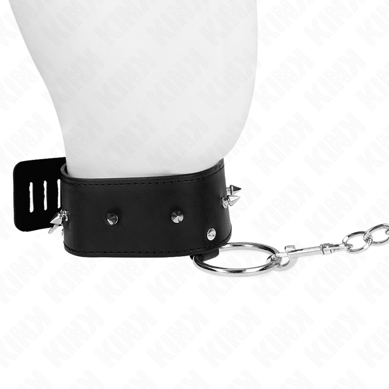 KINK - COLLAR CON CORREA 65 CM CON TACHUELAS PLATEADAS MODELO 2 AJUSTABLE 36-43 CM X 5 CM - Optelum