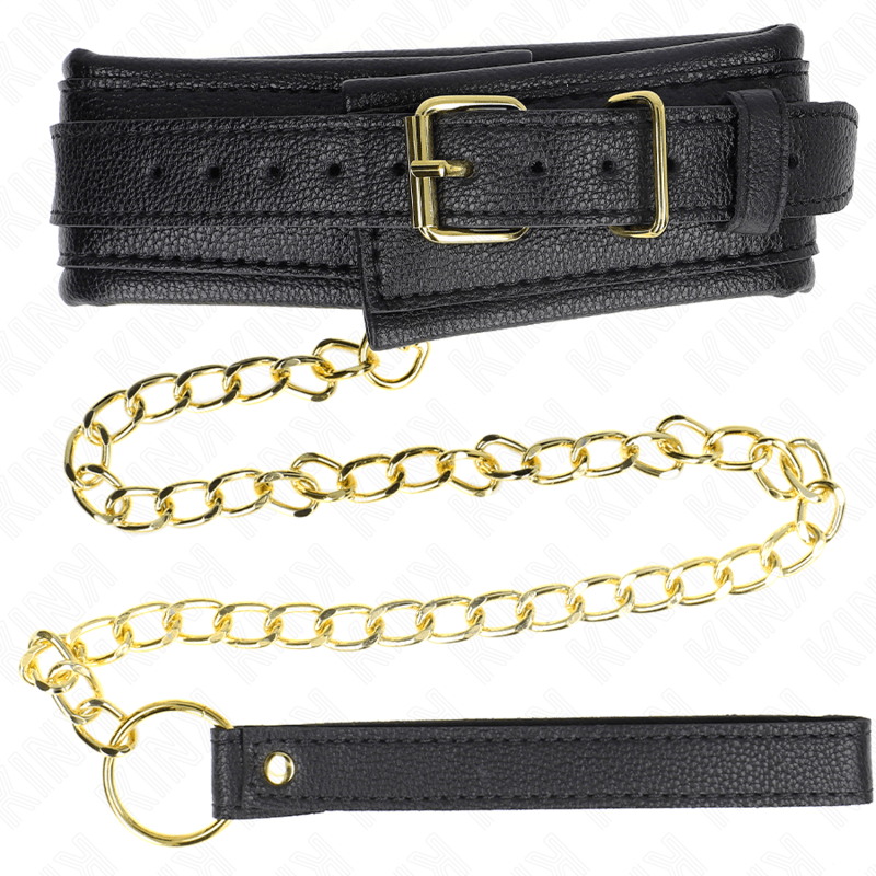 KINK - COLLAR CON CORREA ESPONJA IMITACIÓN CUERO MODELO 1 AJUSTABLE 37-54 CM X 3 CM - Optelum