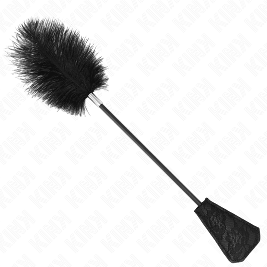 KINK - PLUMAS DE AVESTRUZ PARA COSQUILLAS CON PALETA DE ENCAJE 56 CM - Optelum