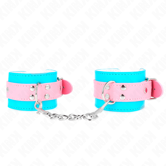 KINK - MUÑEQUERAS CHIC AZUL / ROSA AJUSTABLE 16-28 CM X 5 CM - Optelum