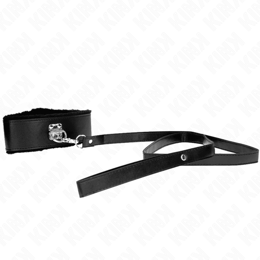 KINK - COLLAR CON CORREA 116 CM CON TACHUELAS PLATEADAS MODELO 4 NEGRO AJUSTABLE 40-48 CM X 6 CM - Optelum