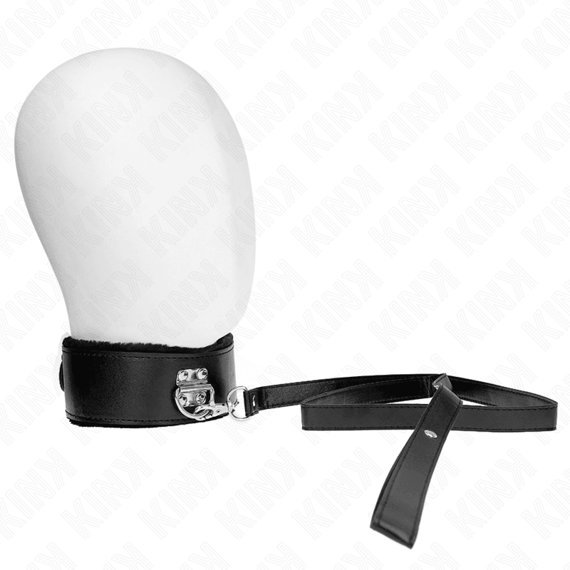 KINK - COLLAR CON CORREA 116 CM CON TACHUELAS PLATEADAS MODELO 4 NEGRO AJUSTABLE 40-48 CM X 6 CM - Optelum