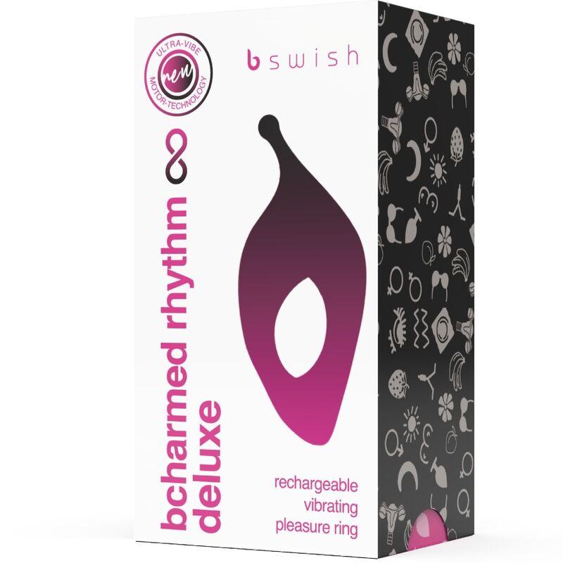 B SWISH - BCHARMED RHYTHM INFINITE DELUXE ANILLO PARA PENE 15 VIBRACIONES NEGRO - Optelum