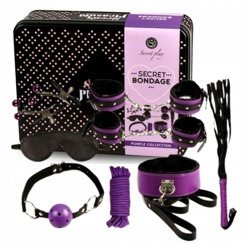 SECRETPLAY - BDSM SET 8PCS LILA / NEGRO - Optelum