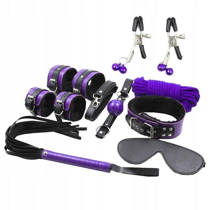 SECRETPLAY - BDSM SET 8PCS LILA / NEGRO - Optelum