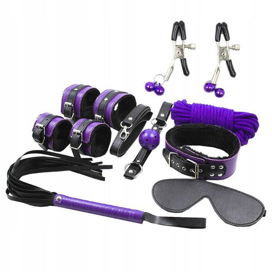 SECRETPLAY - BDSM SET 8PCS LILA / NEGRO - Optelum