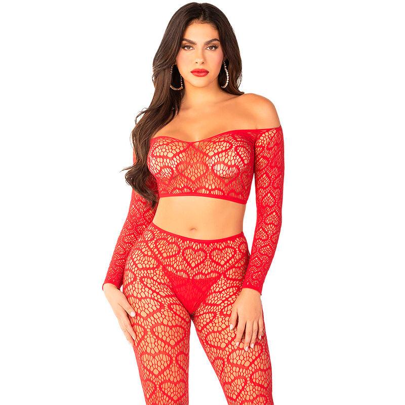 LEG AVENUE - CROP TOP + MEDIAS ROJO TALLA ÚNICA - Optelum