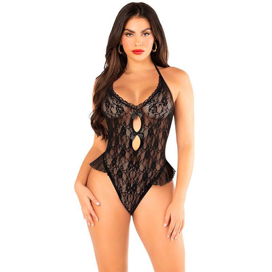 LEG AVENUE - BODY CON LAZOS Y VOLANTES NEGRO TALLA ÚNICA - Optelum