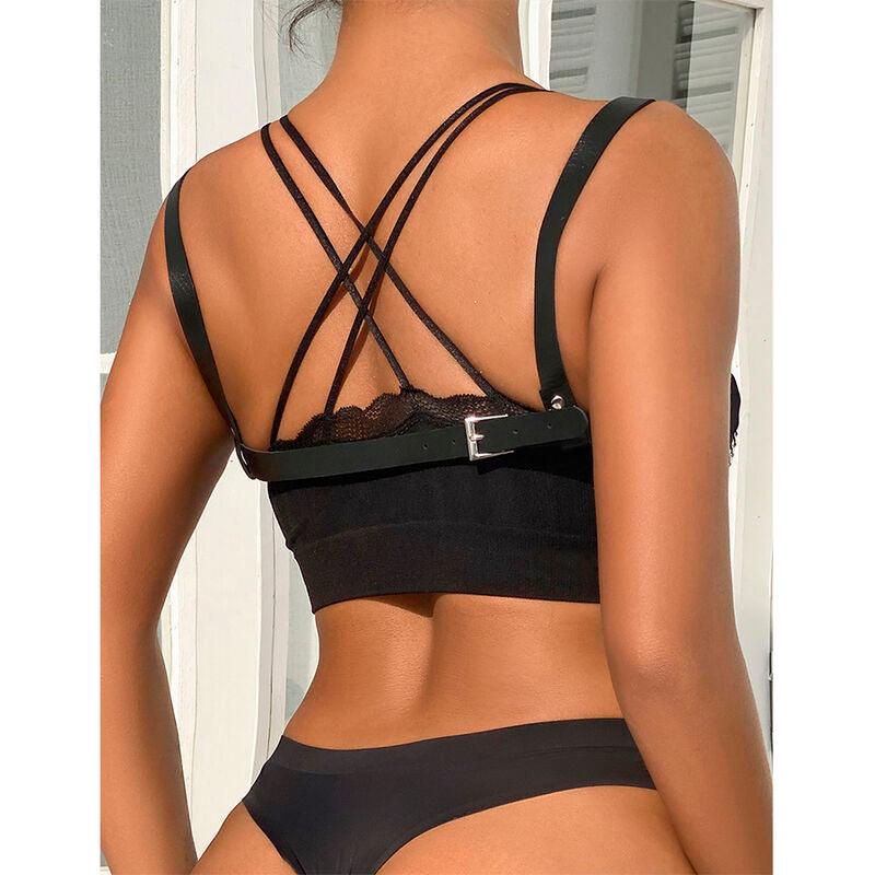 SUBBLIME - 953713 CINTURÓN DE BONDAGE PUNK HEBILLA METAL NEGRO TALLA ÚNICA - Optelum
