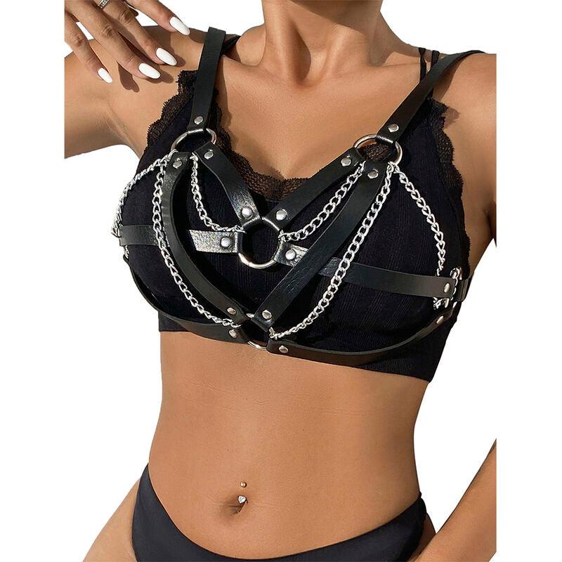 SUBBLIME - 953713 CINTURÓN DE BONDAGE PUNK HEBILLA METAL NEGRO TALLA ÚNICA - Optelum