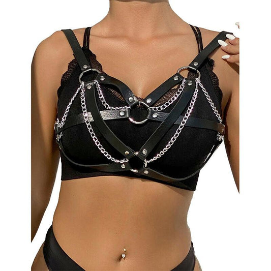 SUBBLIME - 953713 CINTURÓN DE BONDAGE PUNK HEBILLA METAL NEGRO TALLA ÚNICA - Optelum