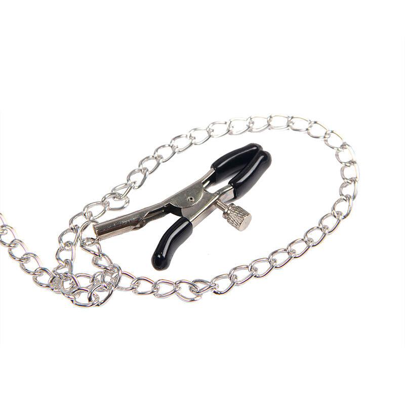 SUBBLIME - 953720 PINZAS PARA EL PECHO CON CORREA DE CUERO BONDAGE NEGRO TALLA ÚNICA - Optelum