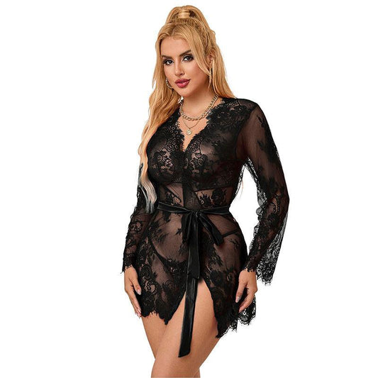 SUBBLIME - 953751 CAMISÓN DE ENCAJE + TANGA NEGRO S/M - Optelum