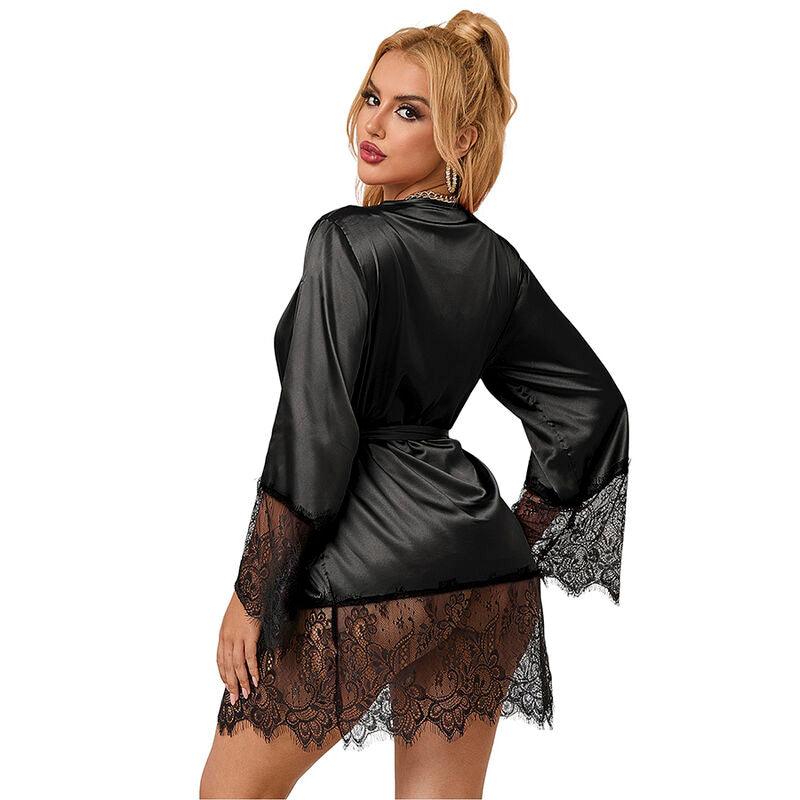 SUBBLIME - 953805 ELEGANTE CAMISON DE ENCAJE + TANGA NEGRO L/XL - Optelum