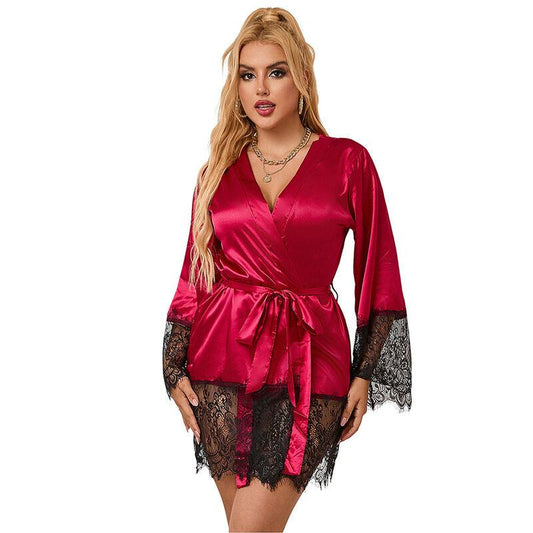 SUBBLIME - 953829 ELEGANTE CAMISON DE ENCAJE + TANGA ROJO L/XL - Optelum