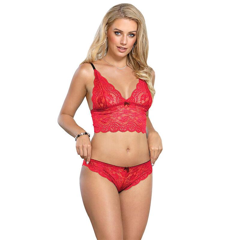 SUBBLIME - 953904 SET 3 PIEZAS ENCAJE Y SATEN ROJO L/XL - Optelum