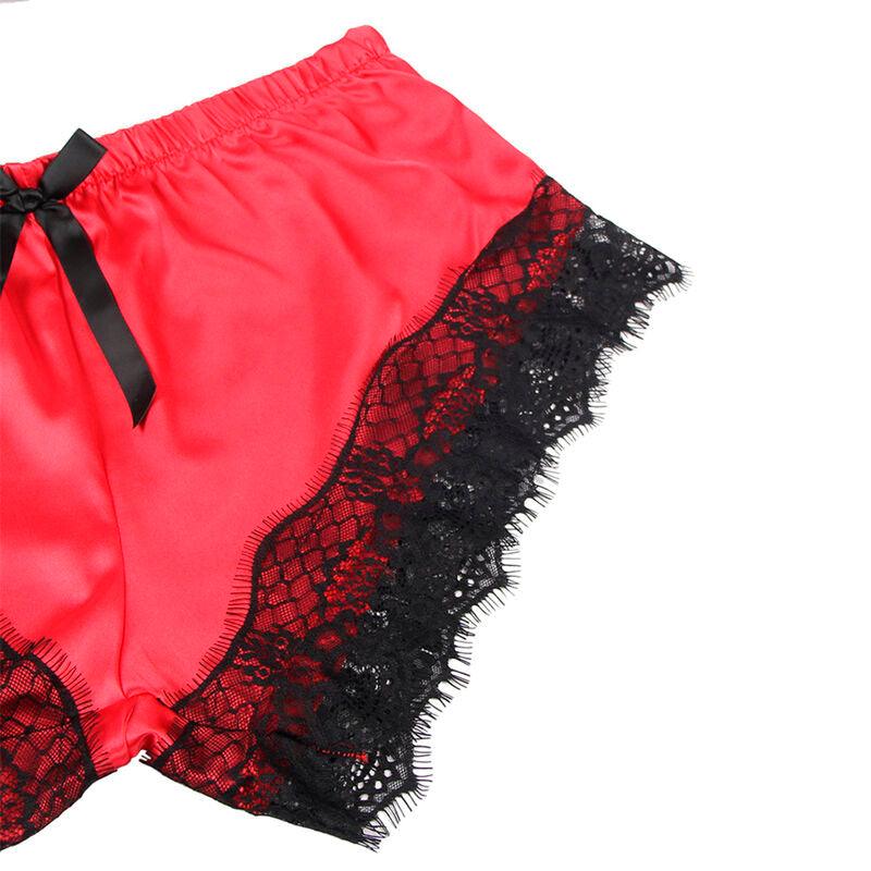 SUBBLIME - 953959 PIJAMA SEXY SATEN Y ENCAJE NEGRO/ROJO S/M - Optelum