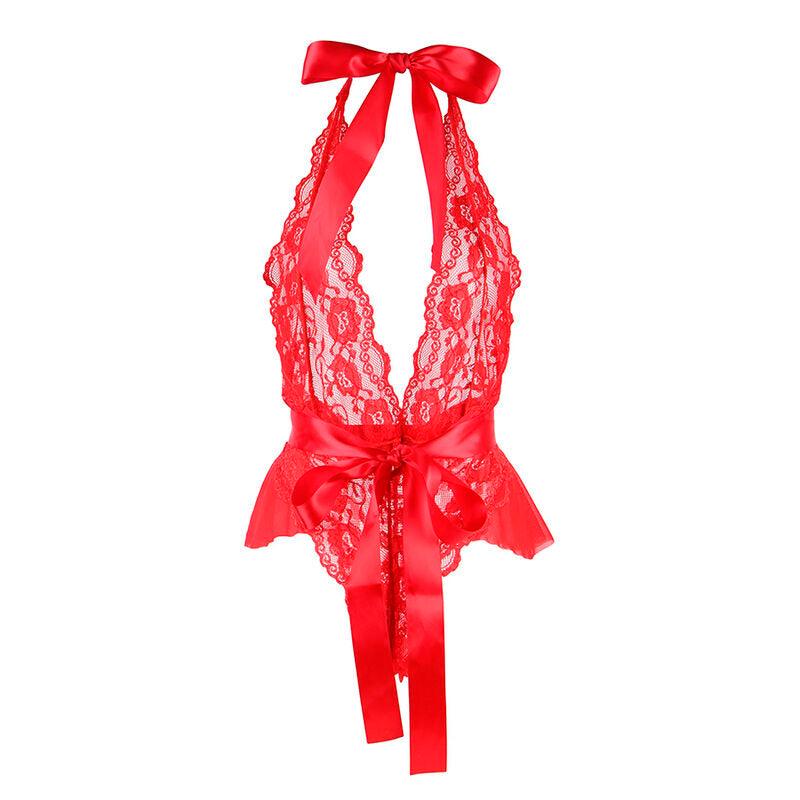 SUBBLIME - 953973 BODY SEXY CON VOLANTES + CINTURÓN ROJO S/M - Optelum
