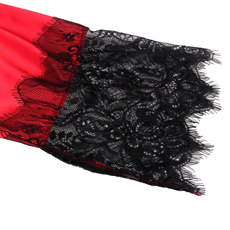 SUBBLIME - 954024 CAMISON DE ENCAJE ESPALDA TRANSPARENTE + TANGA ROJO/NEGRO L/XL - Optelum