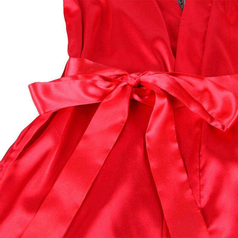 SUBBLIME - 954024 CAMISON DE ENCAJE ESPALDA TRANSPARENTE + TANGA ROJO/NEGRO L/XL - Optelum