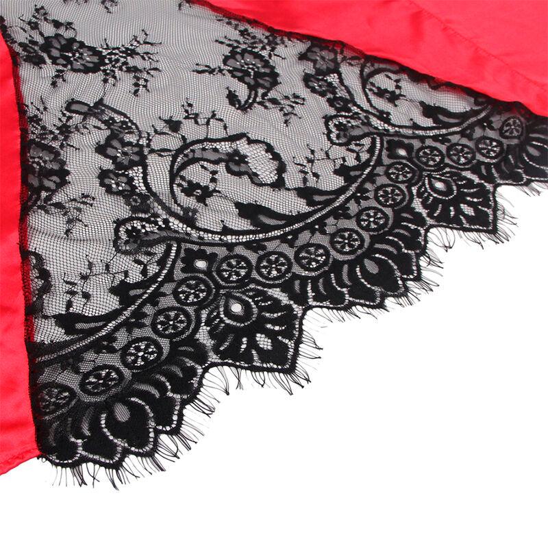 SUBBLIME - 954024 CAMISON DE ENCAJE ESPALDA TRANSPARENTE + TANGA ROJO/NEGRO L/XL - Optelum