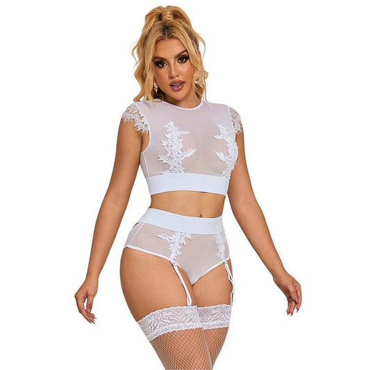 SUBBLIME - 954048 SUJETADOR + PANTIES CON LIGUERO BLANCO L/XL - Optelum