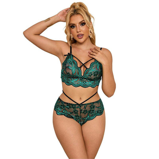 SUBBLIME - 954093 SUJETADOR + PANTIES ENCAJE VERDE L/XL - Optelum
