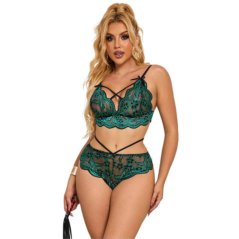 SUBBLIME - 954093 SUJETADOR + PANTIES ENCAJE VERDE L/XL - Optelum