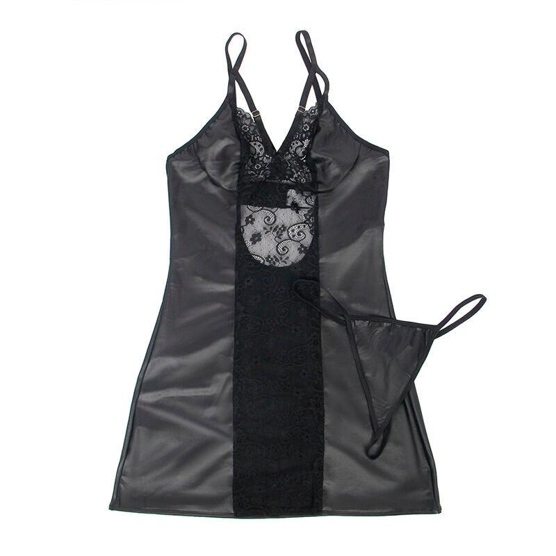 SUBBLIME - 954178 VESTIDO + TANGA CUERO NEGRO L/XL - Optelum