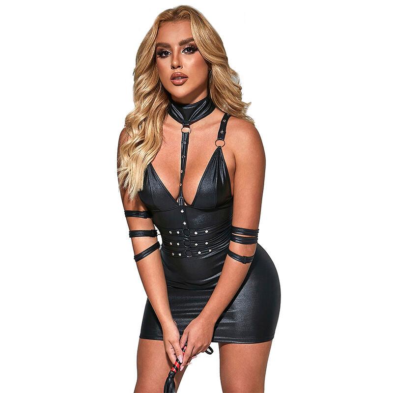 SUBBLIME - 954406 VESTIDO BONDAGE DE CUERO NEGRO S/M - Optelum