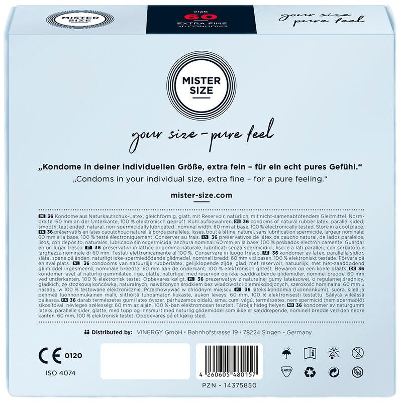 MISTER SIZE - PRESERVATIVOS TALLA XL 60 MM (36 UNIDADES) - Optelum