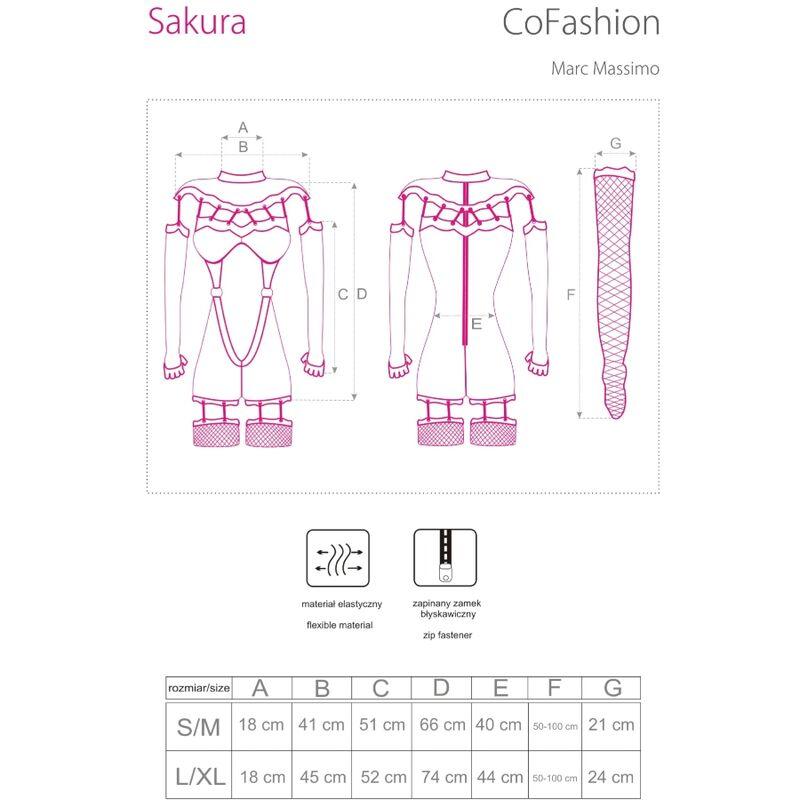 LIVCO CORSETTI FASHION - SAKURA CF 90357 MONO + GUANTES LARGOS + LIGUEROS NEGRO S/M - Optelum