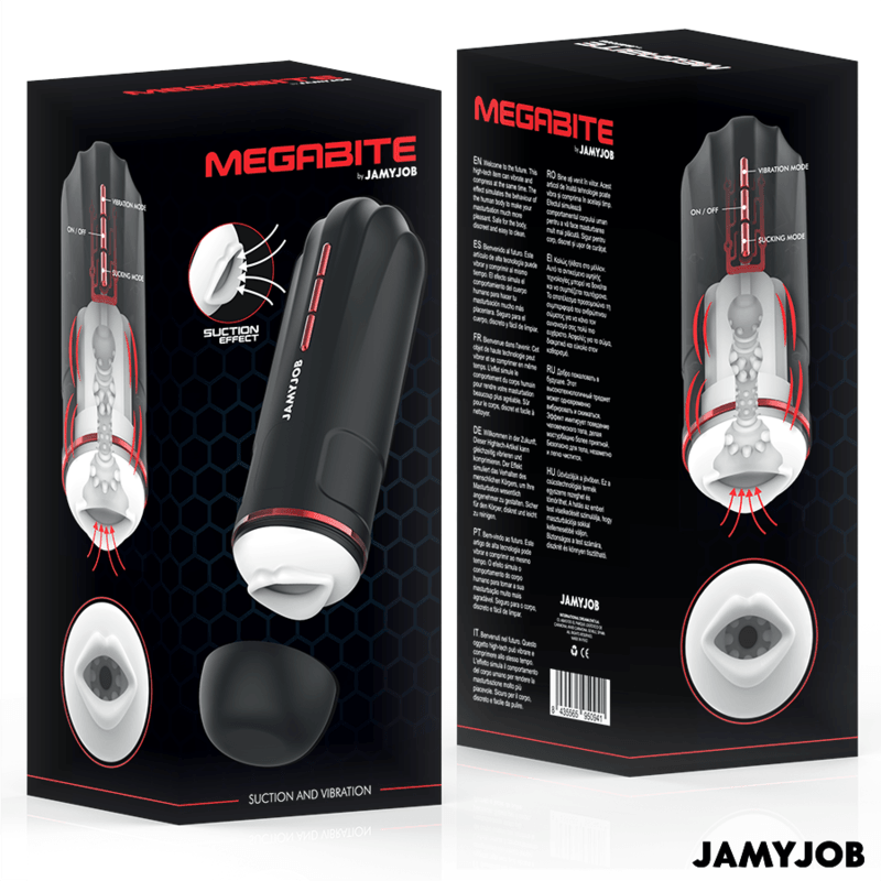 JAMYJOB - MEGABITE MASTURBADOR BOCA AUTOMÁTICO 5 MODOS SUCCIÓN Y VIBRACIÓN - Optelum